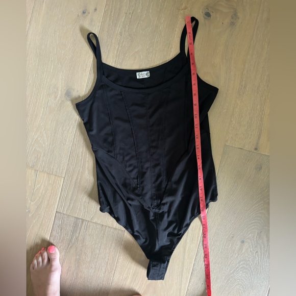 Intimately Free People That Girl Corset Black Bodysuit Scoop Neck Thong V Neck - Picture 10 of 10